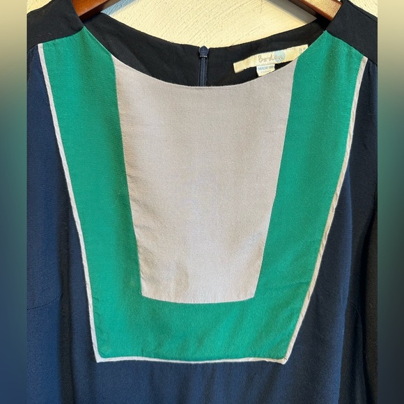 Boden women’s blue grey & green color block blouse with  3/4 length sleeves Sz 8 - Picture 3 of 10